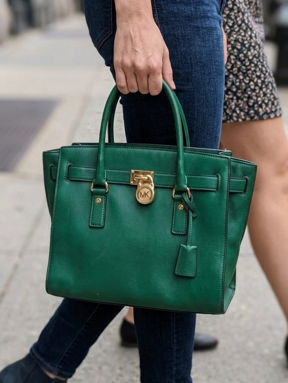 Michael Kors Emerald Green Retro Medium Hamilton Satchel